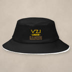 Vazzari I-S London Bucket Hat on beige studio wall