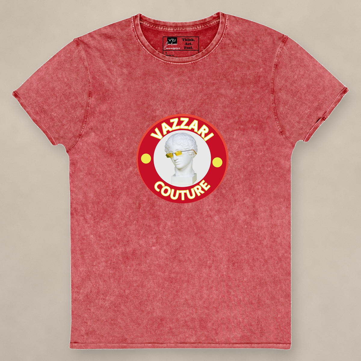 Vazzari Iconic Amore Women's Tee on beige studio wall