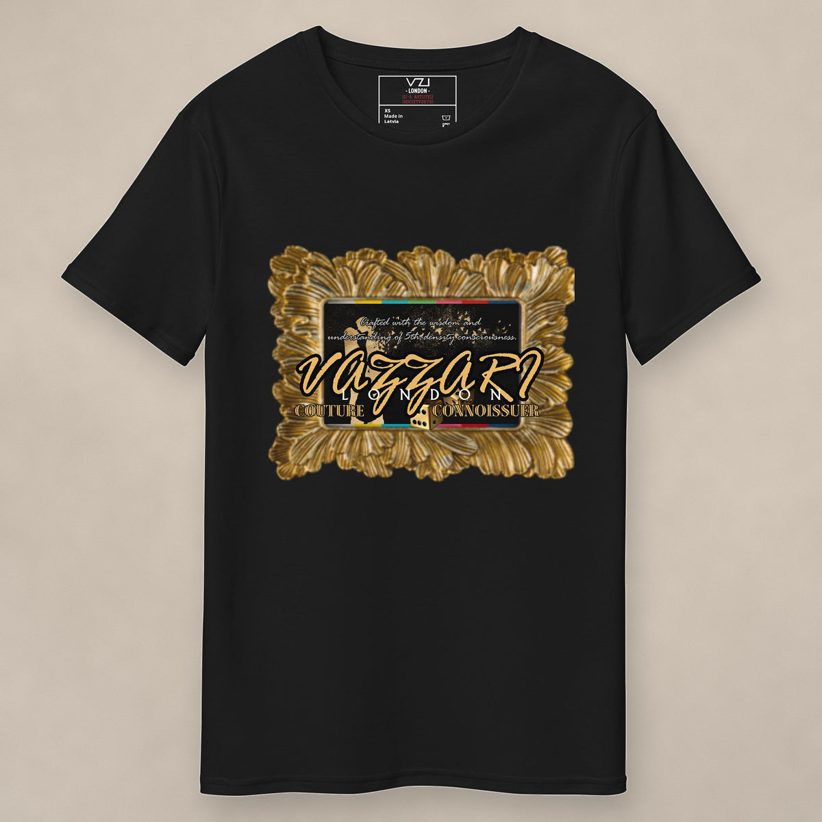 Vazzari Intuition Love Tee on beige studio wall