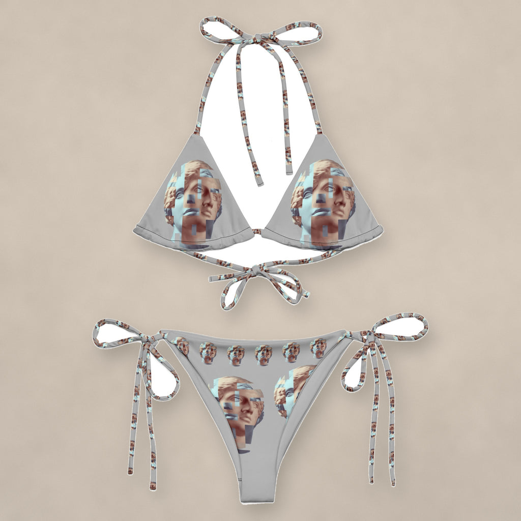 Vazzari Janus String Bikini on beige studio wall