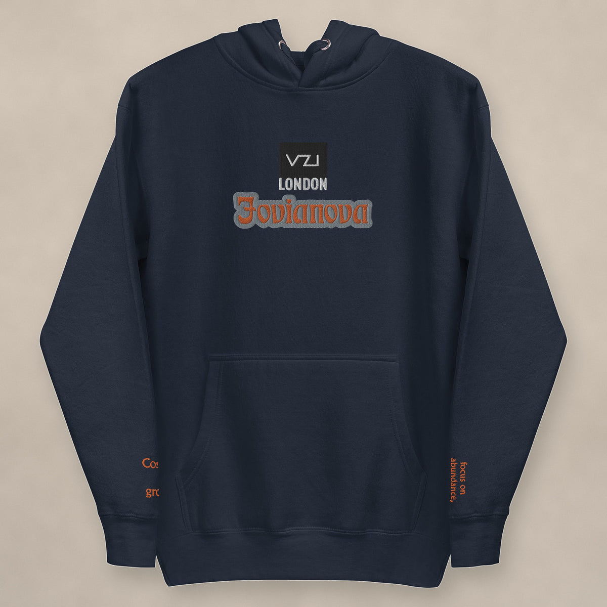 Vazzari Jovianova Hoodie on beige studio wall