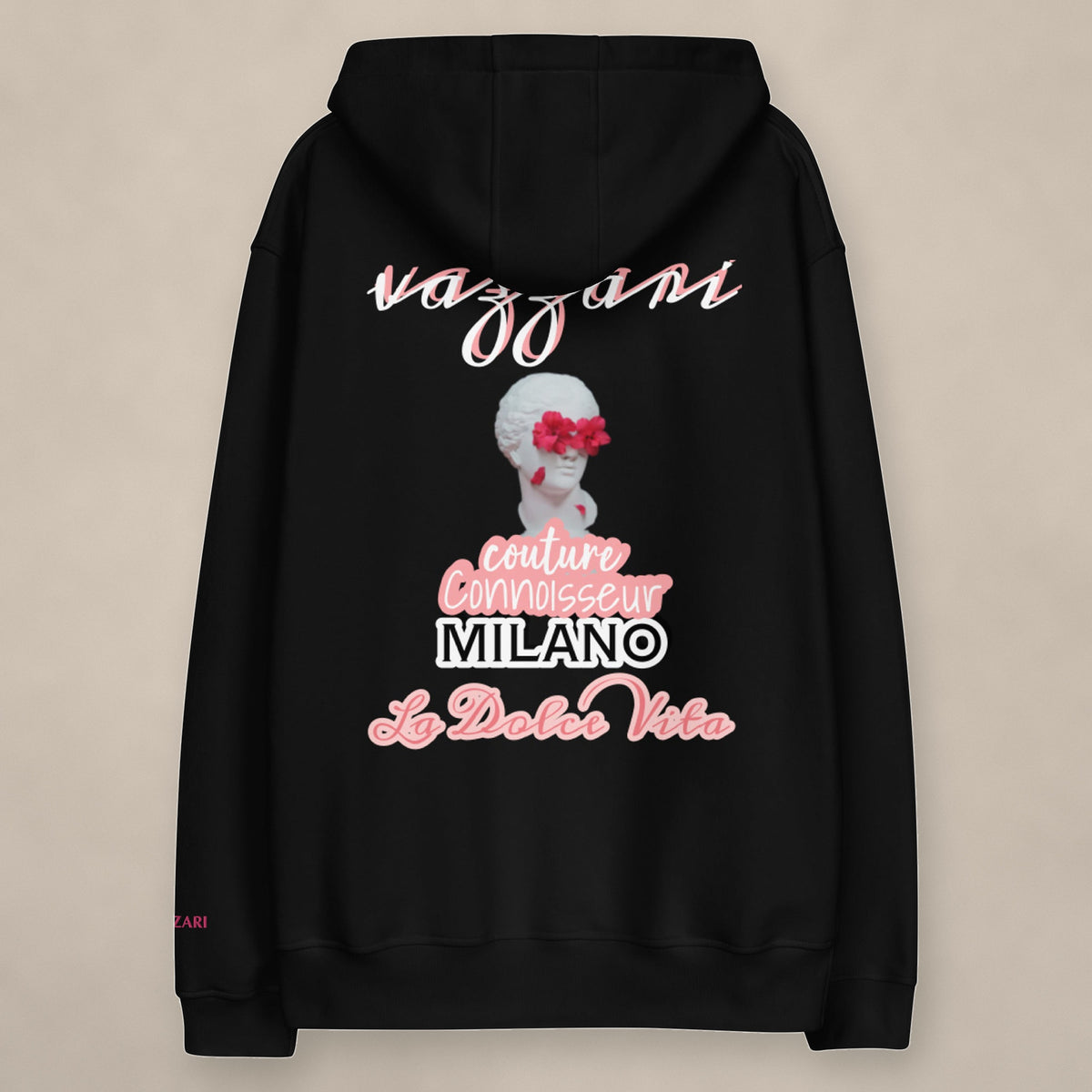 Vazzari La Dolce Vita Hoodie – Pink on beige studio wall