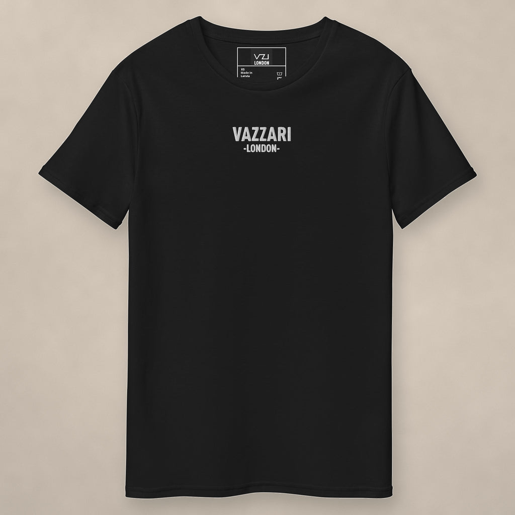 Vazzari London Smart Fit Tee on beige studio wall