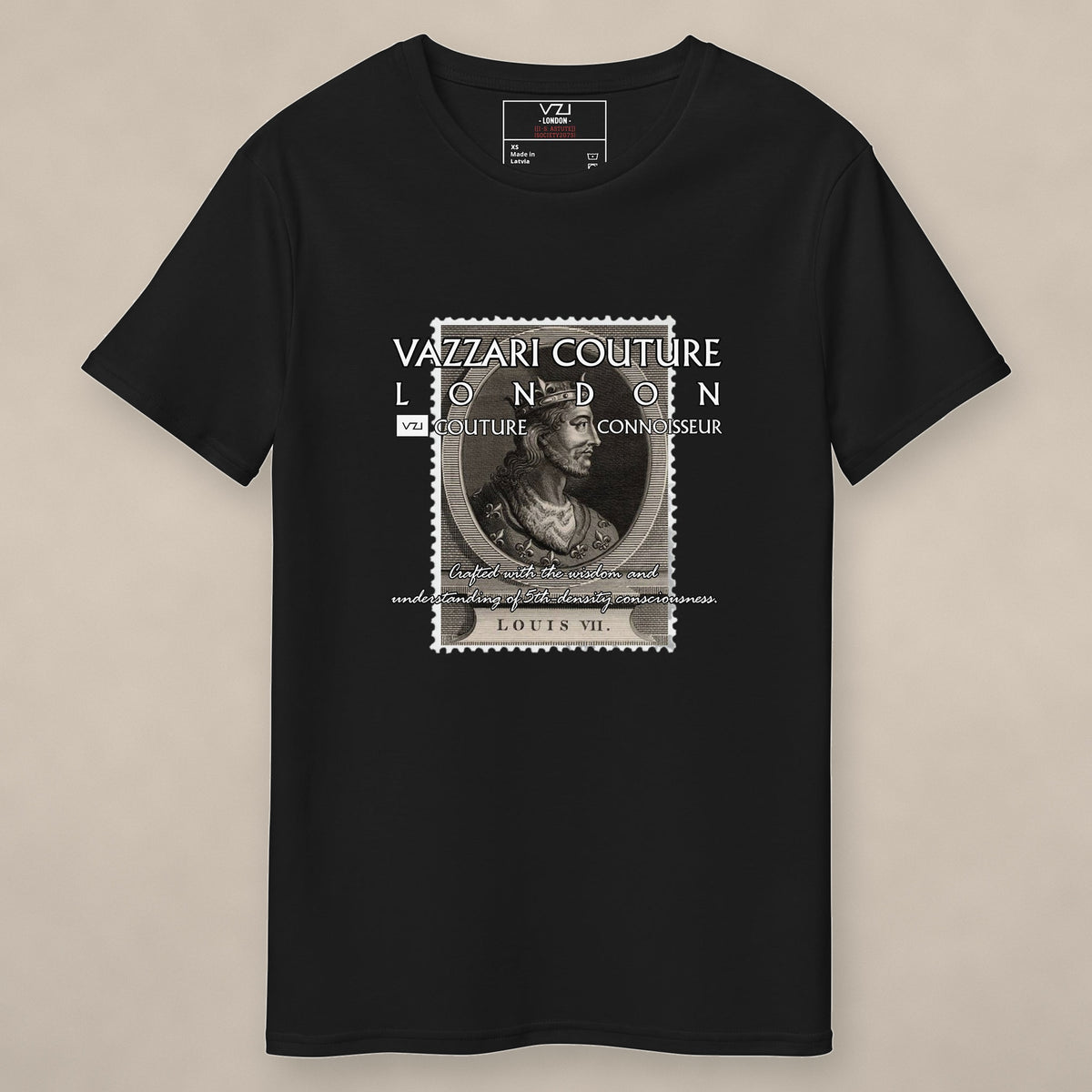 Vazzari Louis VII Tee on beige studio wall