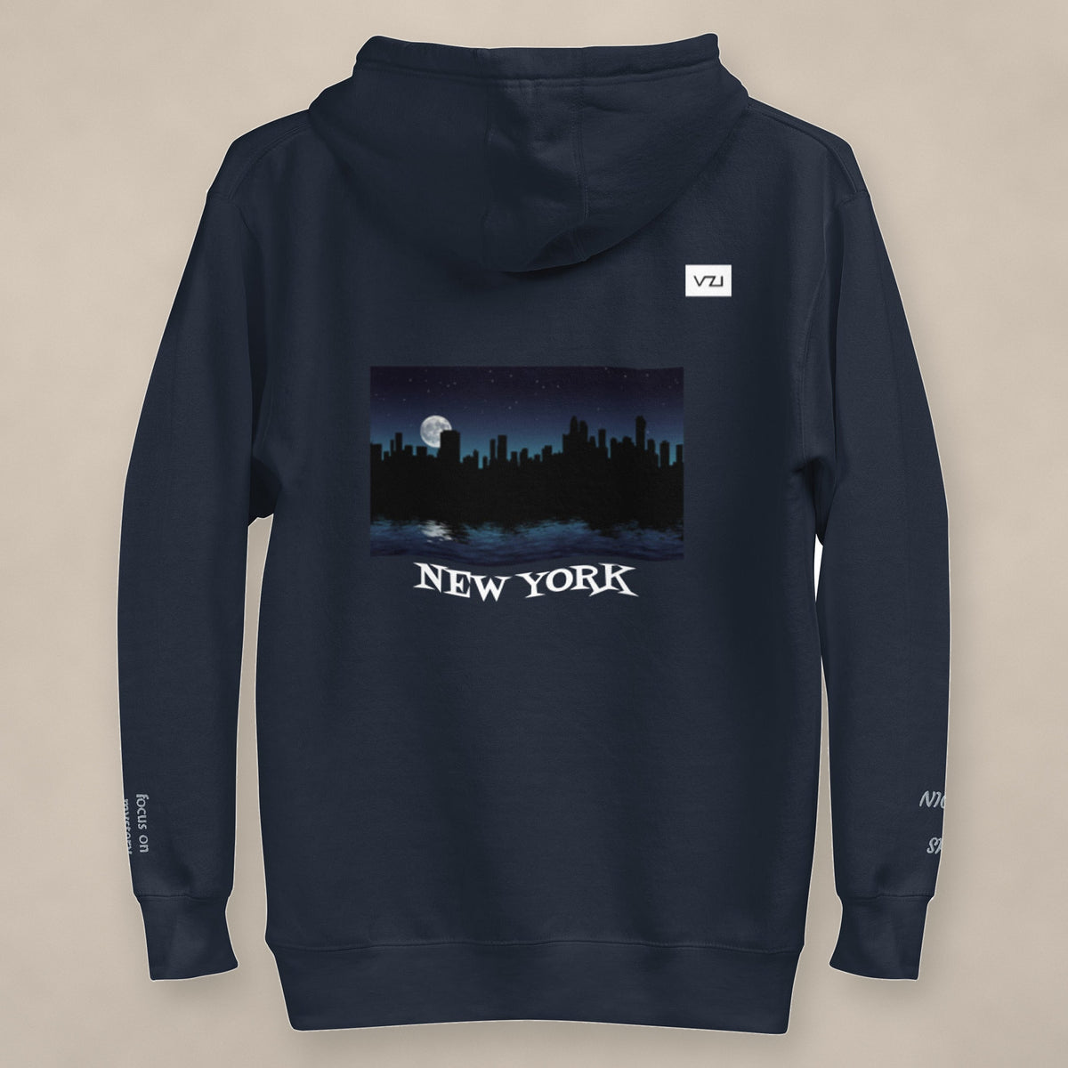 Vazzari Lunaris Hoodie on beige studio wall