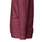 Vazzari Zenitron Hoodie – Maroon – left sleeve detail – clean studio shot