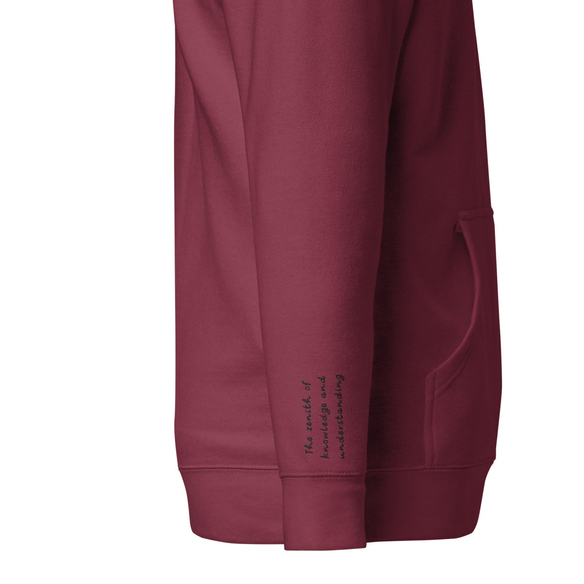 Vazzari Zenitron Hoodie – Maroon – right sleeve detail – clean studio shot