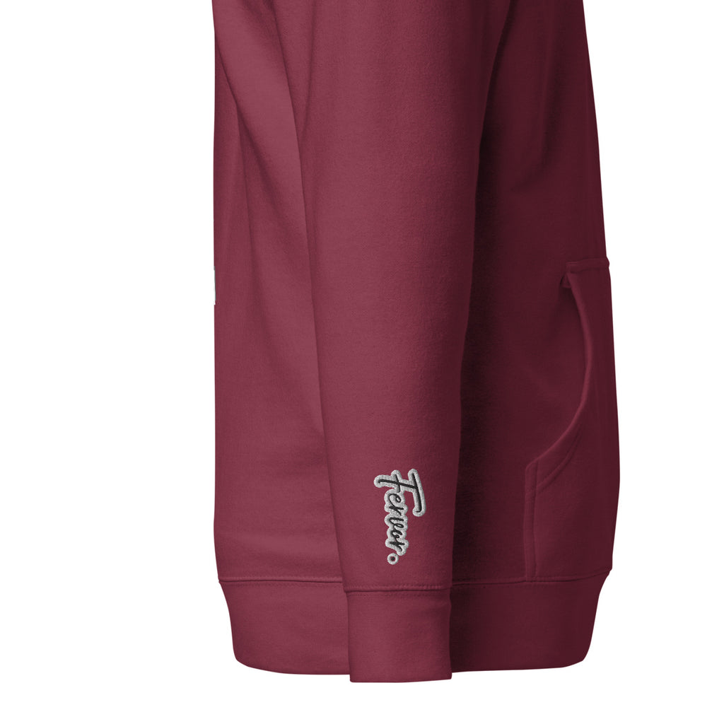 Vazzari Aethonius Men's Hoodie – Maroon – right sleeve detail – clean studio shot