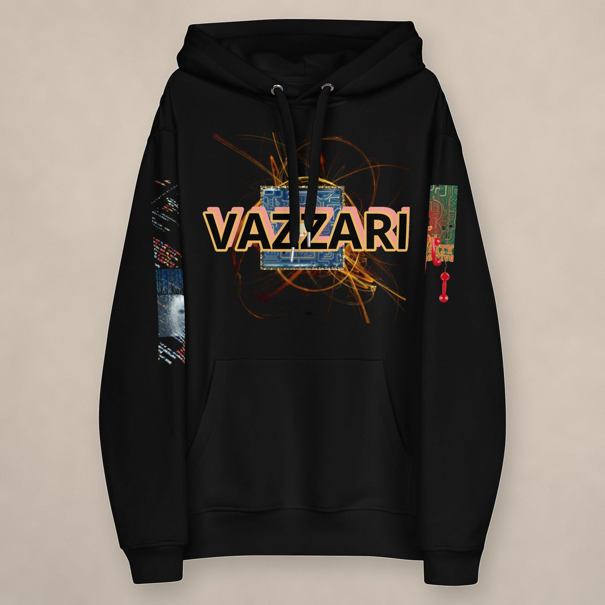 Vazzari Mars Provenance Hoodie on beige studio wall