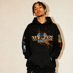 Model wearing the Vazzari Mars Provenance Hoodie in a beige studio