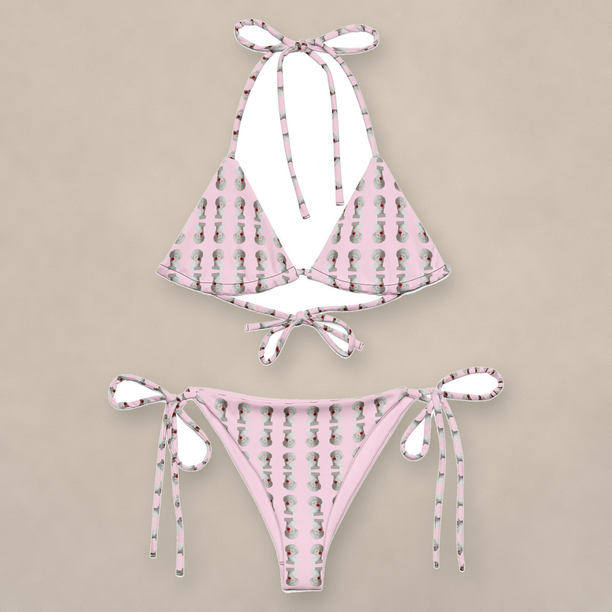 Vazzari Metaverse Deceiver Bikini on beige studio wall