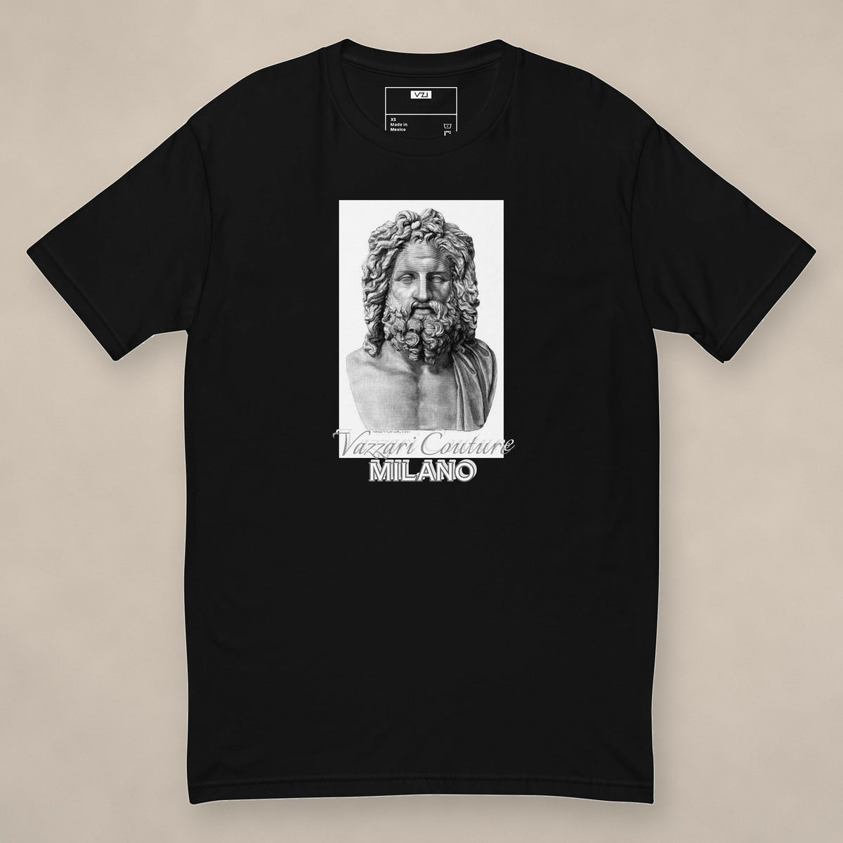 Vazzari Milano Inked Fitted Tee II on beige studio wall