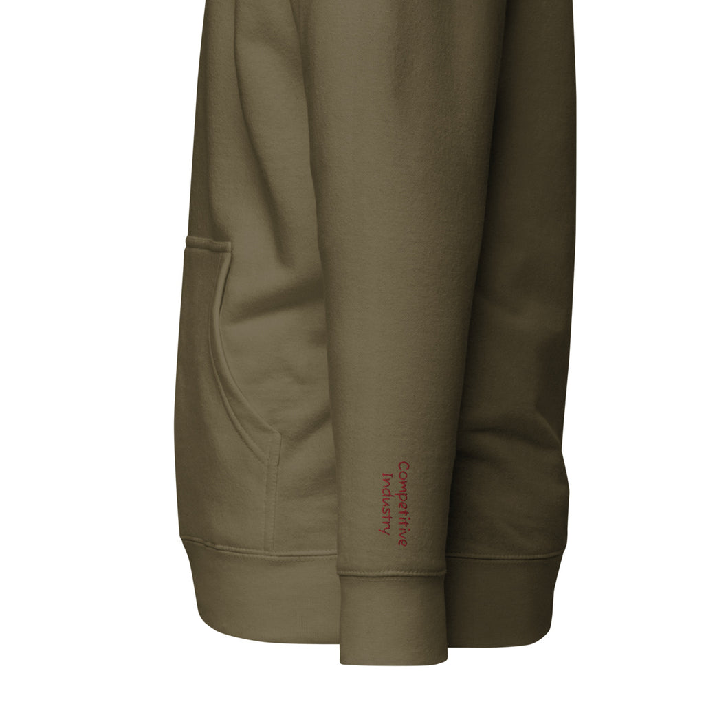 Vazzari Nuvanta Women's Hoodie – Military Green – left sleeve detail – clean studio shot
