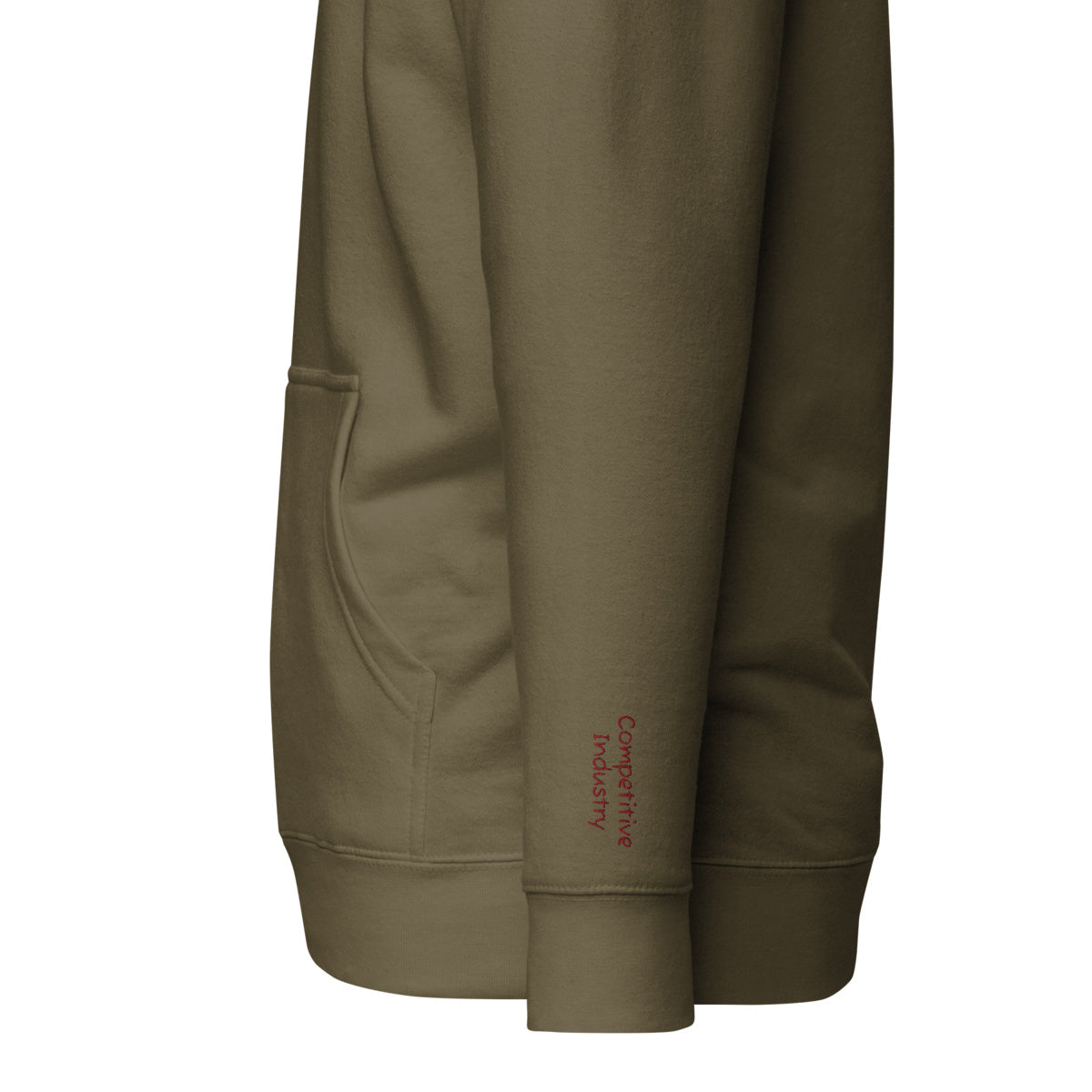 Vazzari Nuvanta Women's Hoodie – Military Green – left sleeve detail – clean studio shot