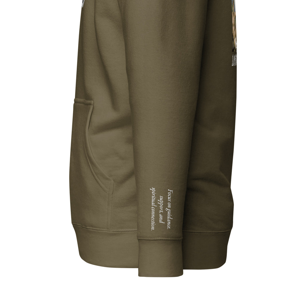 Vazzari Azurael Men's Hoodie – Military Green – left sleeve detail – clean studio shot
