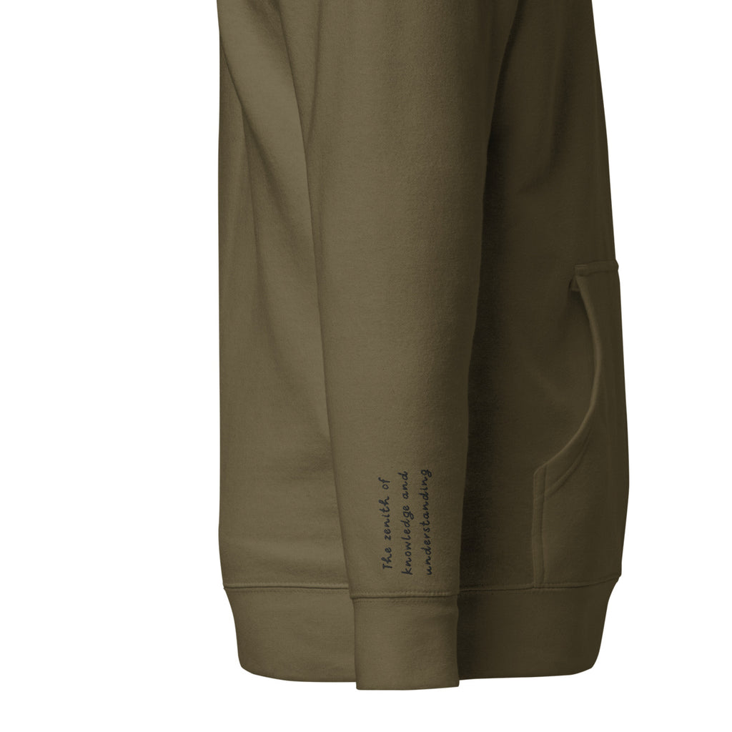Vazzari Zenitron Hoodie – Military Green – right sleeve detail – clean studio shot