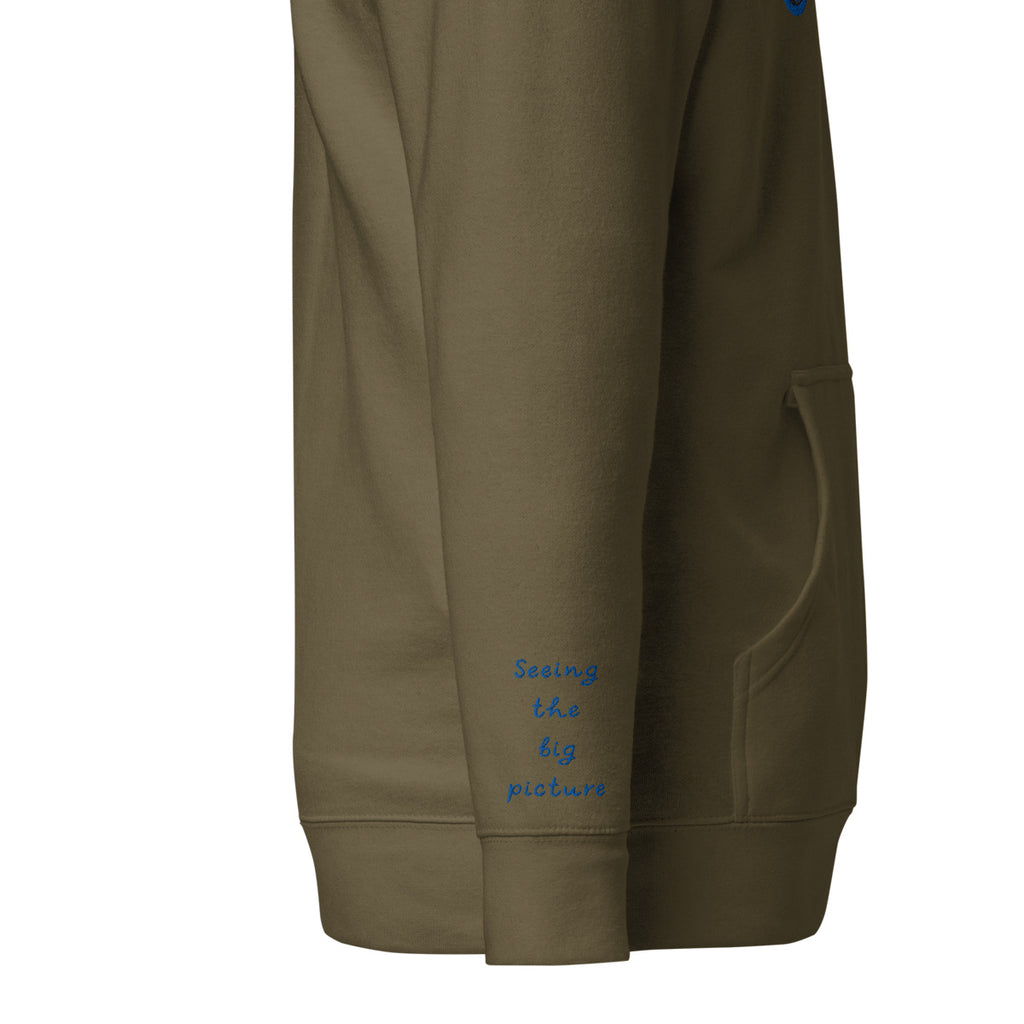 Vazzari Omnimira Women's Hoodie – Military Green – right sleeve detail – clean studio shot