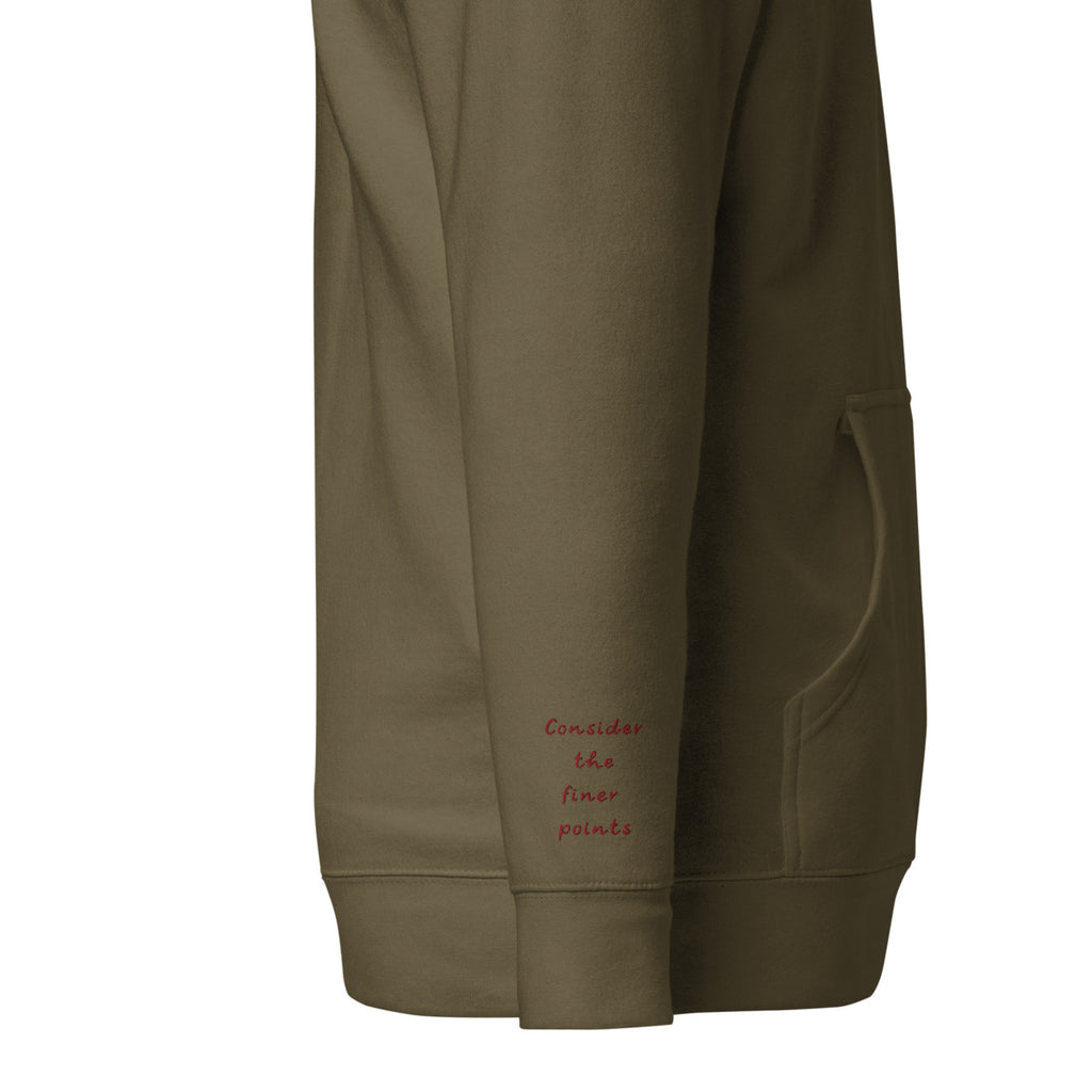 Vazzari Nuvanta Women's Hoodie – Military Green – right sleeve detail – clean studio shot