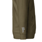 Vazzari Aethonius Men's Hoodie – Military Green – right sleeve detail – clean studio shot