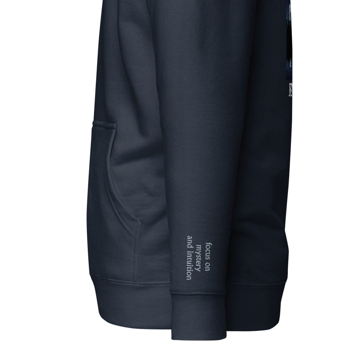 Vazzari Lunaris Hoodie – Navy Blazer – left sleeve detail – clean studio shot