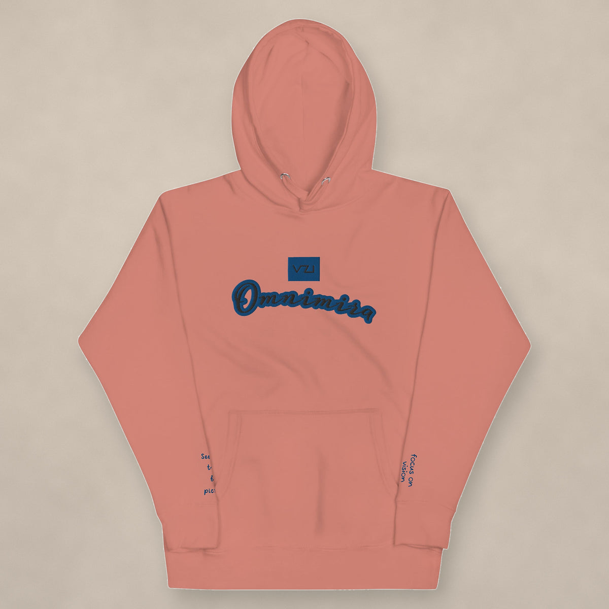 Vazzari Omnimira Women's Hoodie on beige studio wall