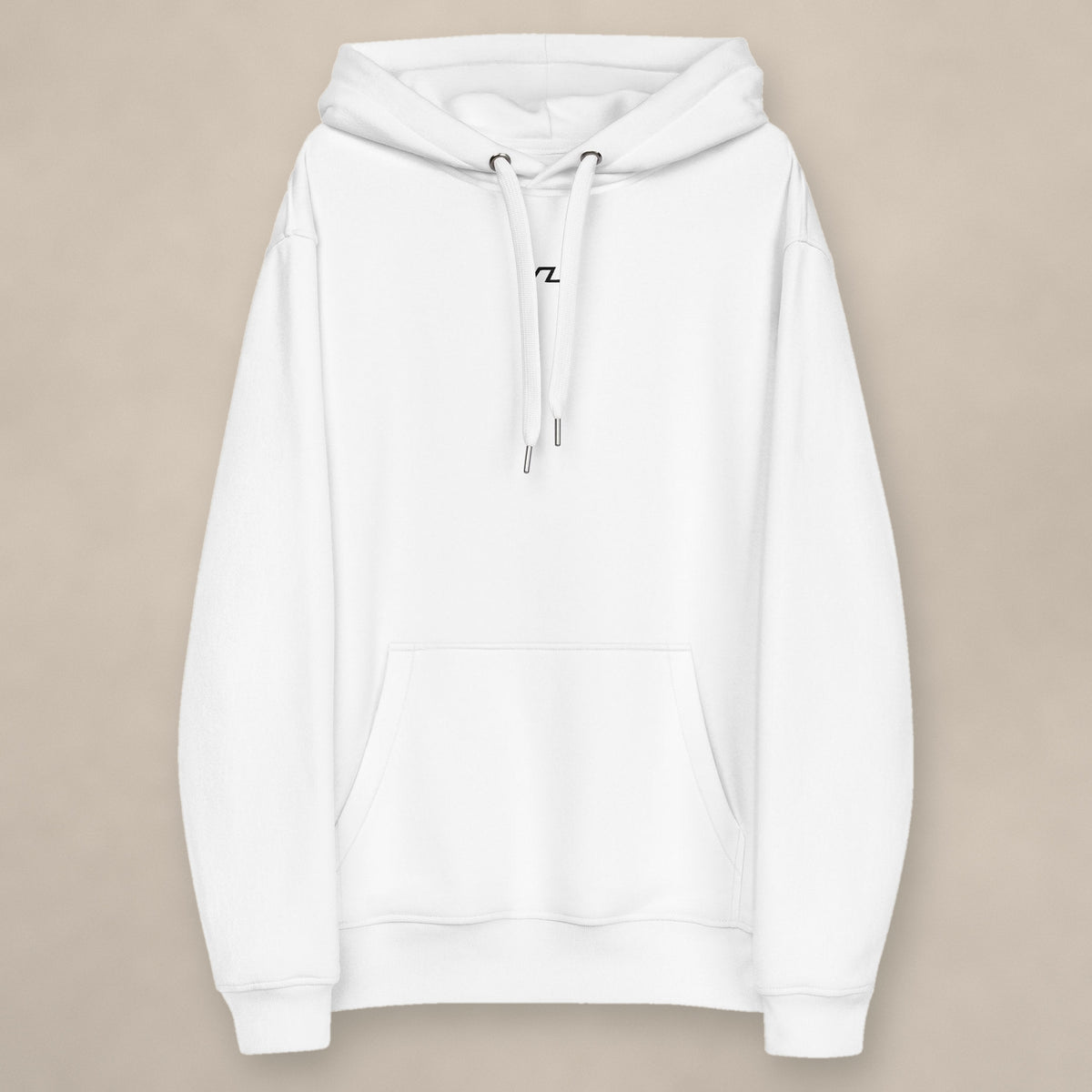 Vazzari Organic Fleece Hoodie on beige studio wall
