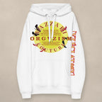 Vazzari ORGVZISM Blanc Hoodie on beige studio wall