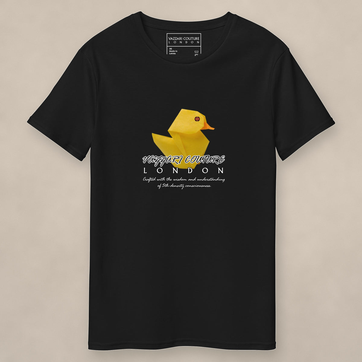 Vazzari Origami Duck Tee on beige studio wall