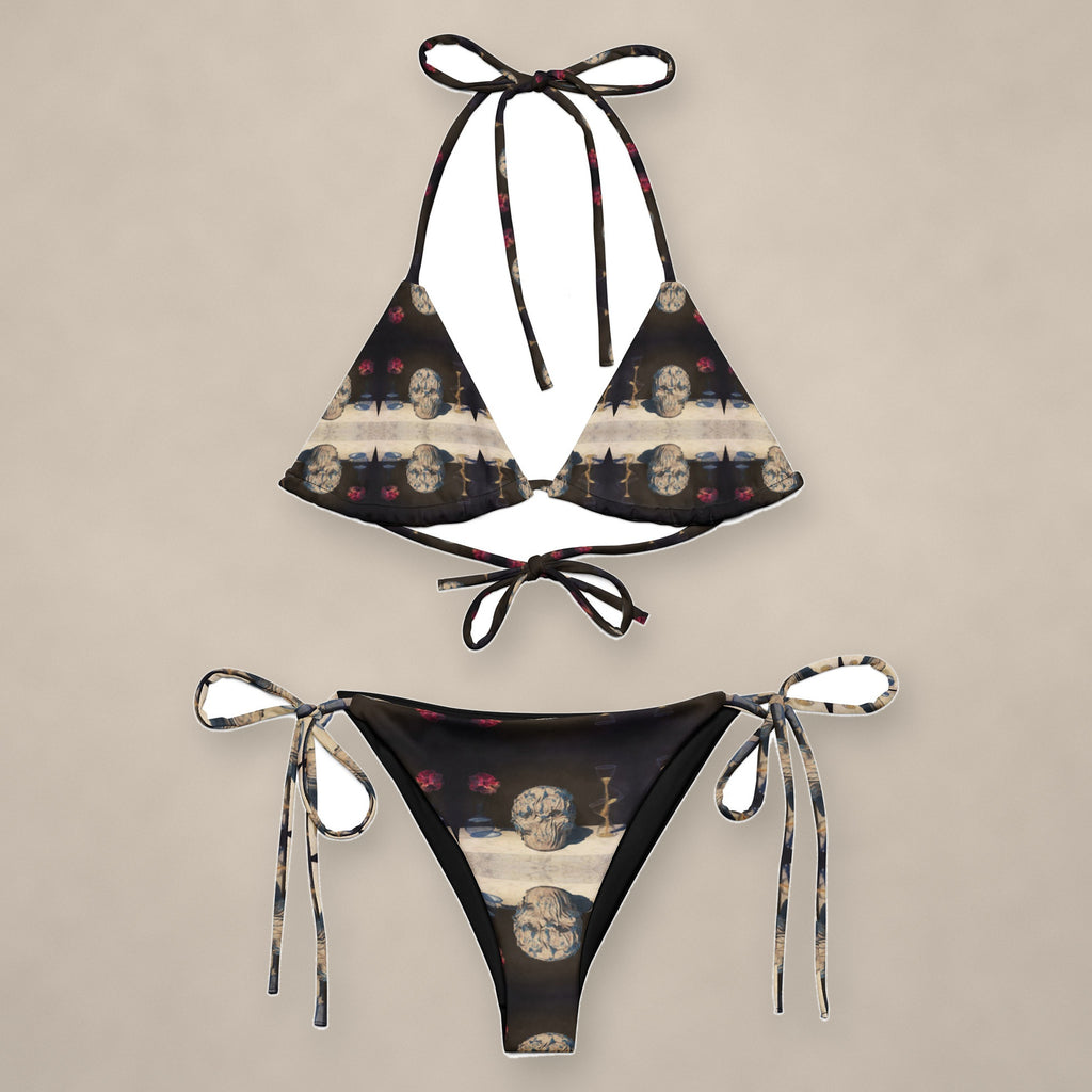 Vazzari Paradigm Shift String Bikini on beige studio wall