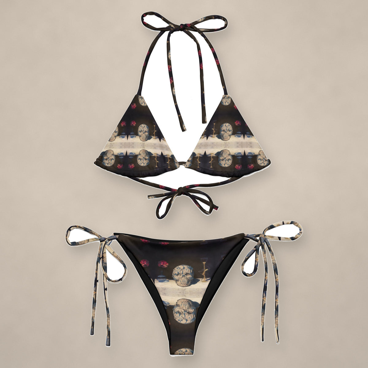 Vazzari Paradigm Shift String Bikini on beige studio wall