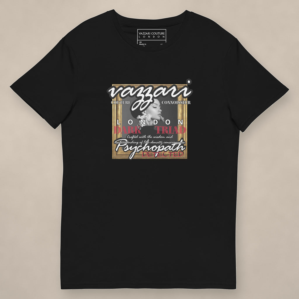 Vazzari Psychopath Detected Tee on beige studio wall