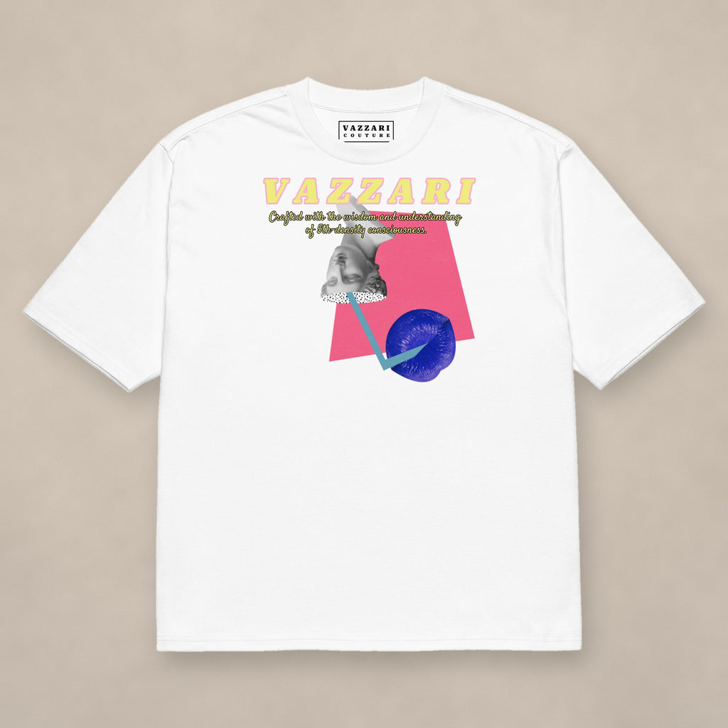 Vazzari Pure Code Heavy Tee – Curiosity on beige studio wall