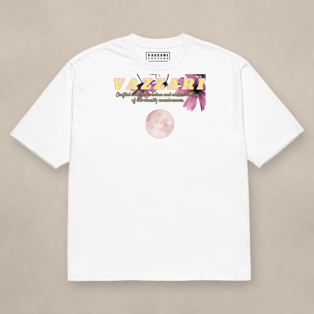Vazzari Pure Code Heavy Tee – Moon on beige studio wall