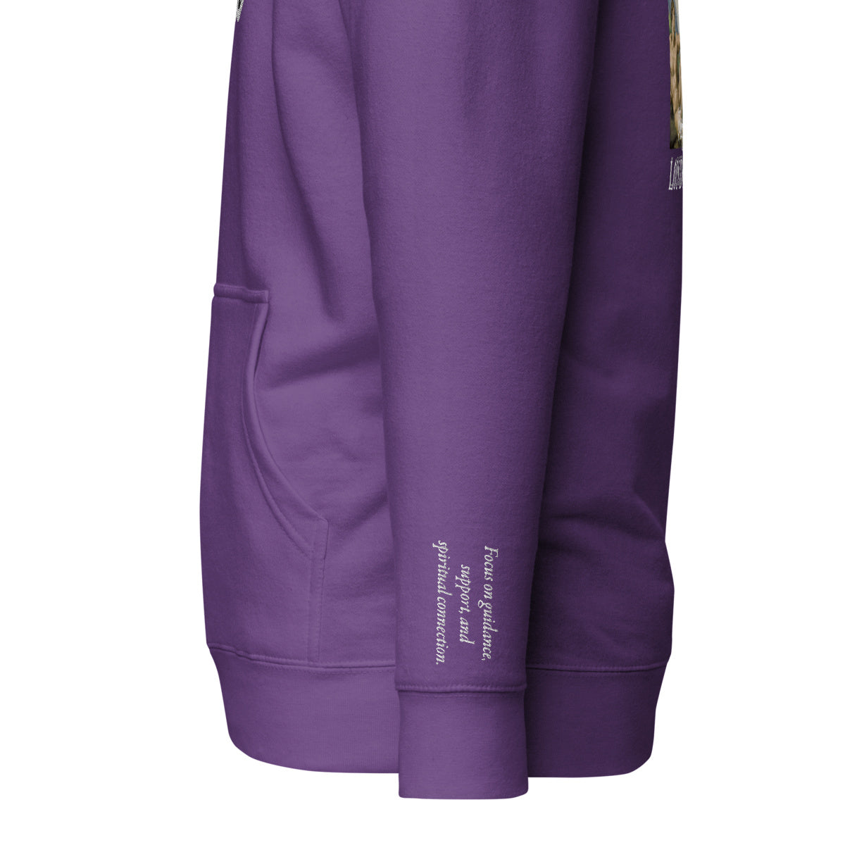 Vazzari Azurael Men's Hoodie – Purple – left sleeve detail – clean studio shot