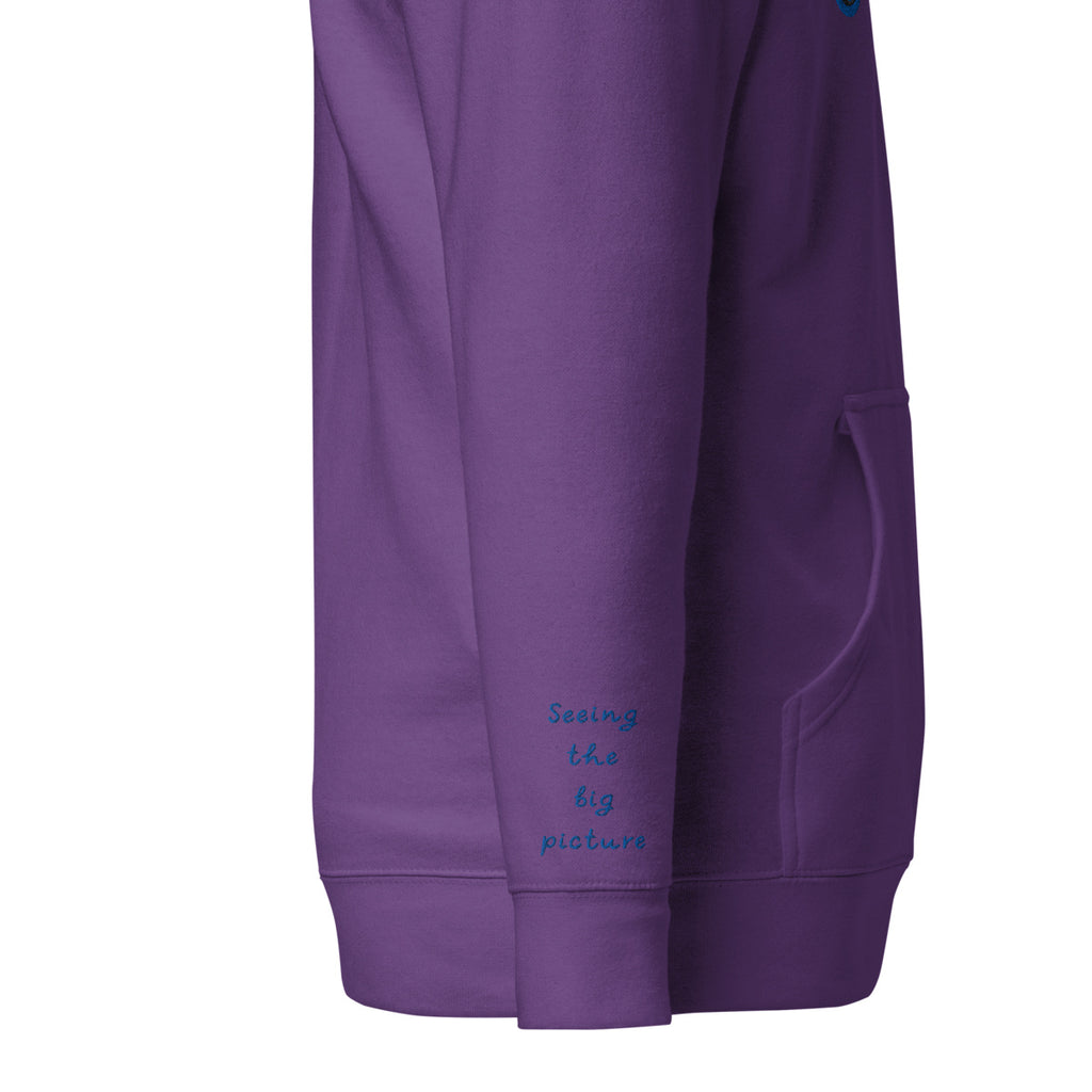 Vazzari Omnimira Women's Hoodie – Purple – right sleeve detail – clean studio shot