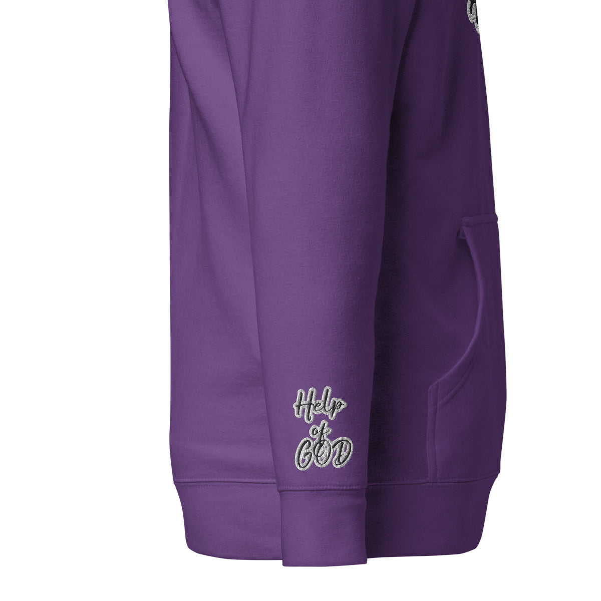 Vazzari Azurael Men's Hoodie – Purple – right sleeve detail – clean studio shot