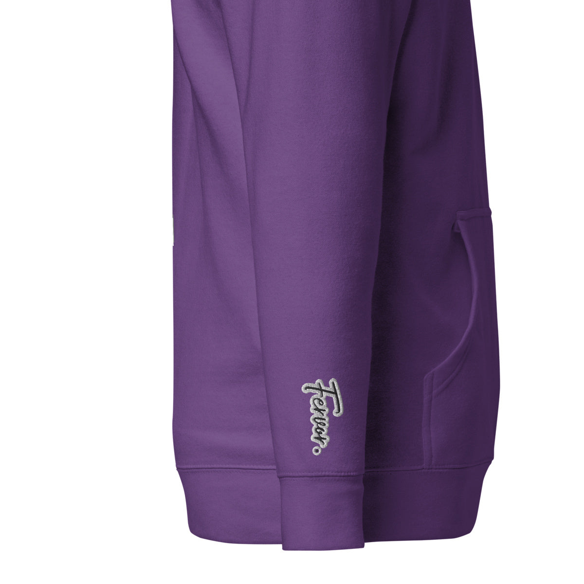 Vazzari Aethonius Men's Hoodie – Purple – right sleeve detail – clean studio shot