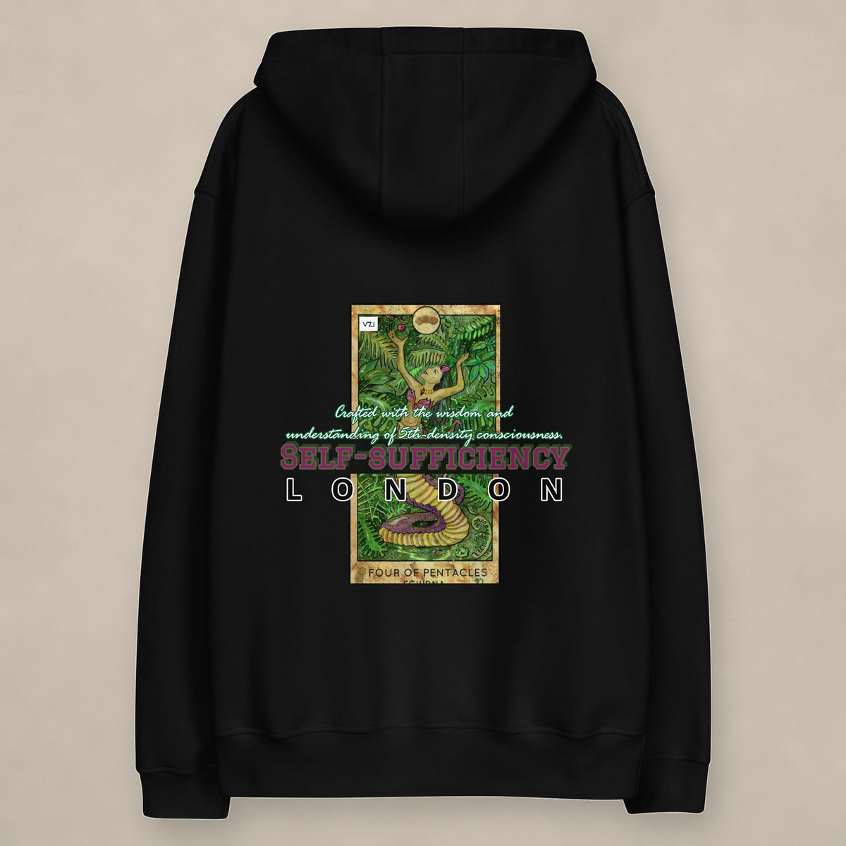 Vazzari Self-Sufficiency Hoodie on beige studio wall