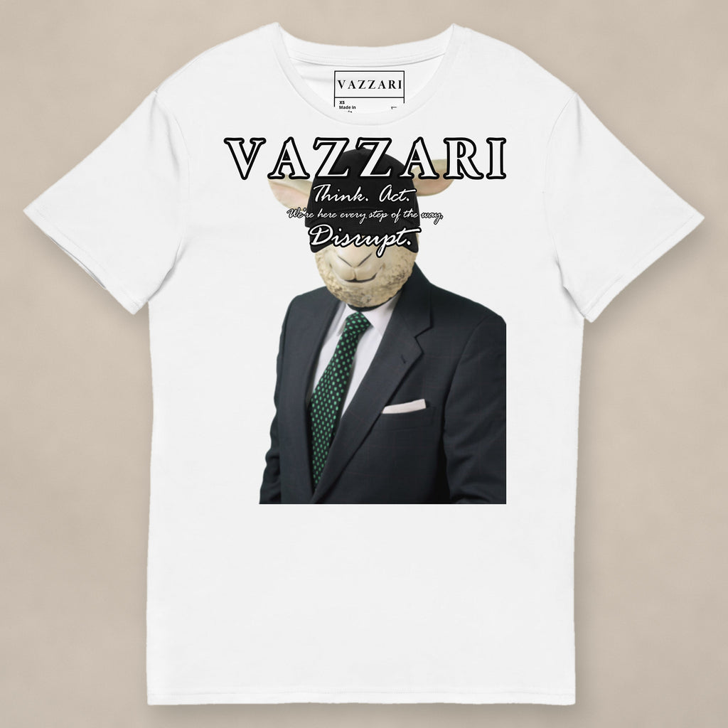 Vazzari System Error Tee on beige studio wall