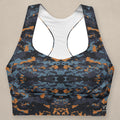 Vazzari Teal Twilight Longline Bra on beige studio wall