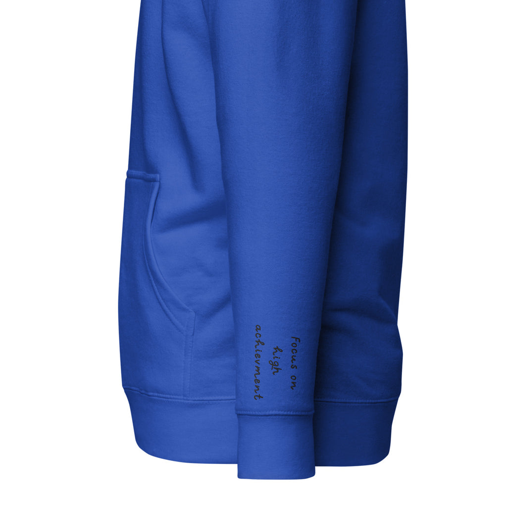 Vazzari Zenitron Hoodie – Team Royal – left sleeve detail – clean studio shot