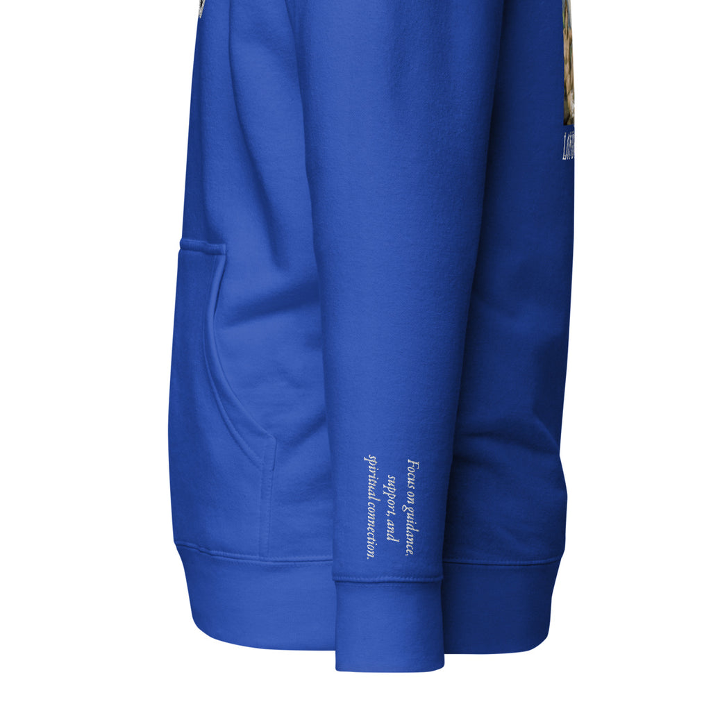 Vazzari Azurael Men's Hoodie – Team Royal – left sleeve detail – clean studio shot
