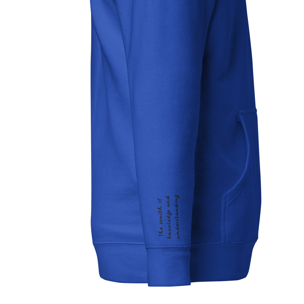 Vazzari Zenitron Hoodie – Team Royal – right sleeve detail – clean studio shot