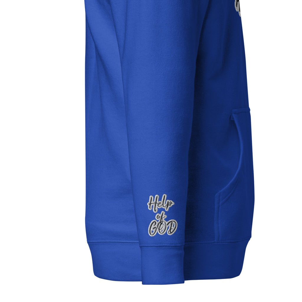 Vazzari Azurael Men's Hoodie – Team Royal – right sleeve detail – clean studio shot