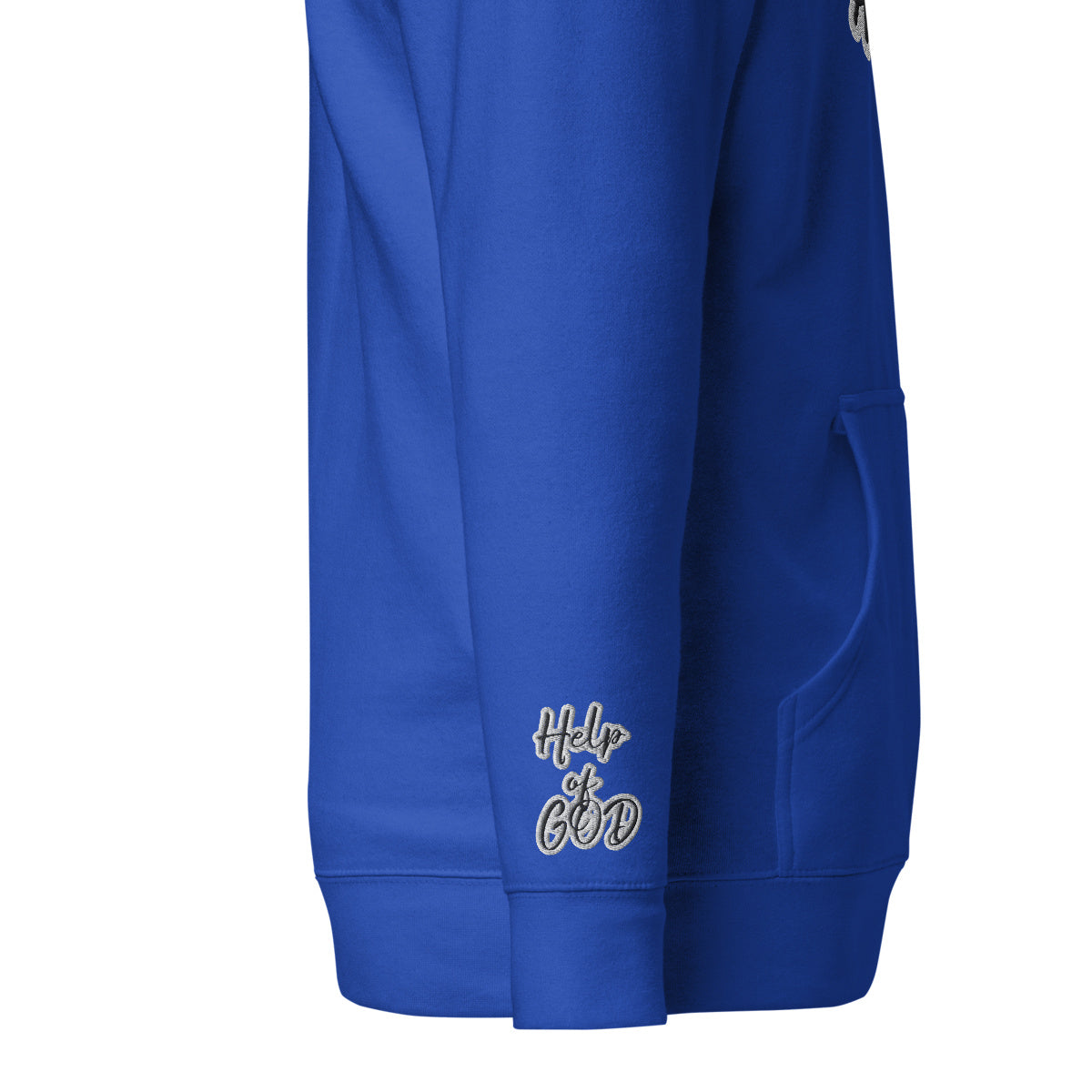 Vazzari Azurael Men's Hoodie – Team Royal – right sleeve detail – clean studio shot