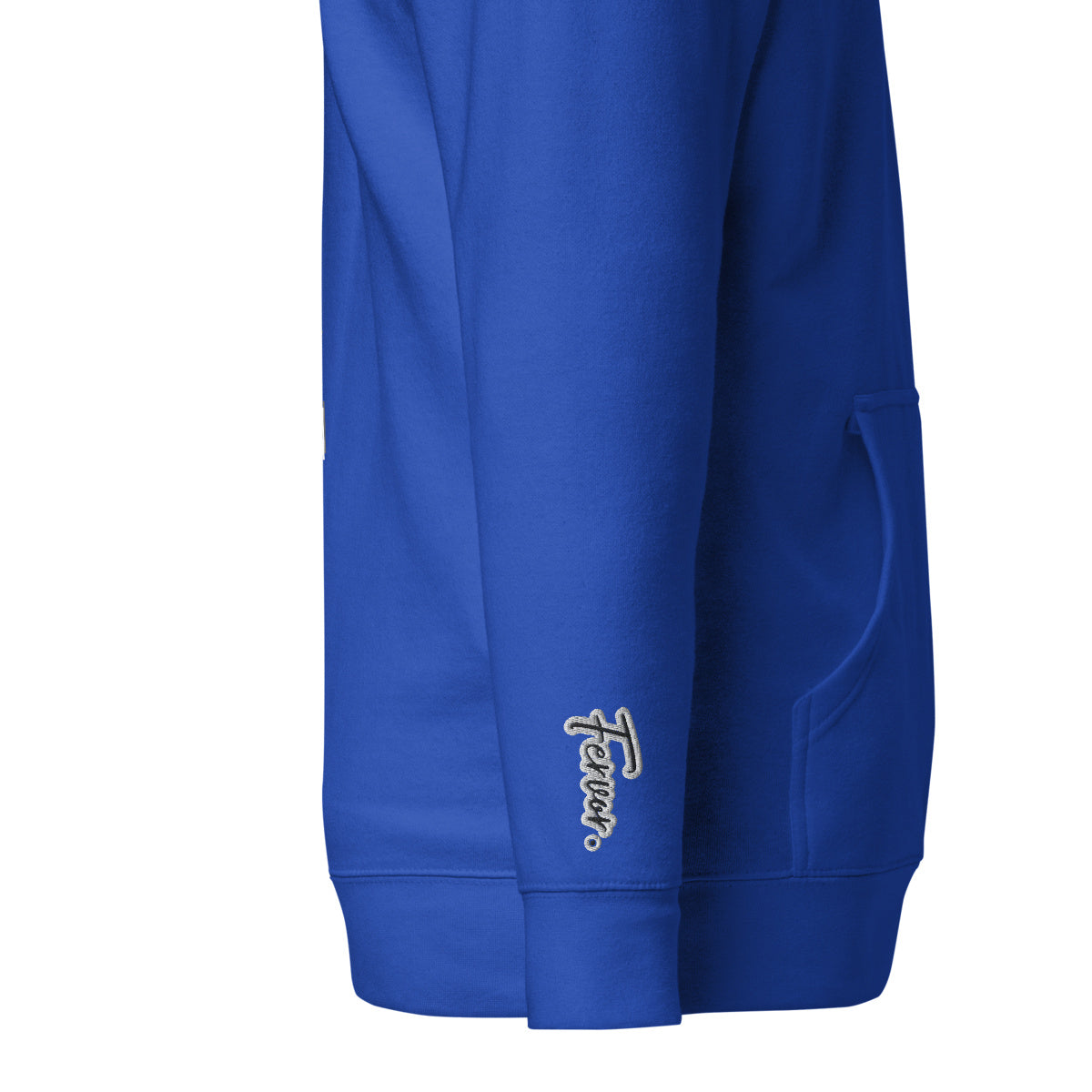 Vazzari Aethonius Men's Hoodie – Team Royal – right sleeve detail – clean studio shot