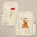 Vazzari Teddy Lip Sweatshirt on beige studio wall