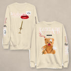 Vazzari Teddy Lip Sweatshirt on beige studio wall