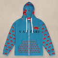 Vazzari Teddy Lip Zip Hoodie – Pelorous on beige studio wall
