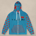 Vazzari Teddy Lip Zip Hoodie – Pelorous on beige studio wall